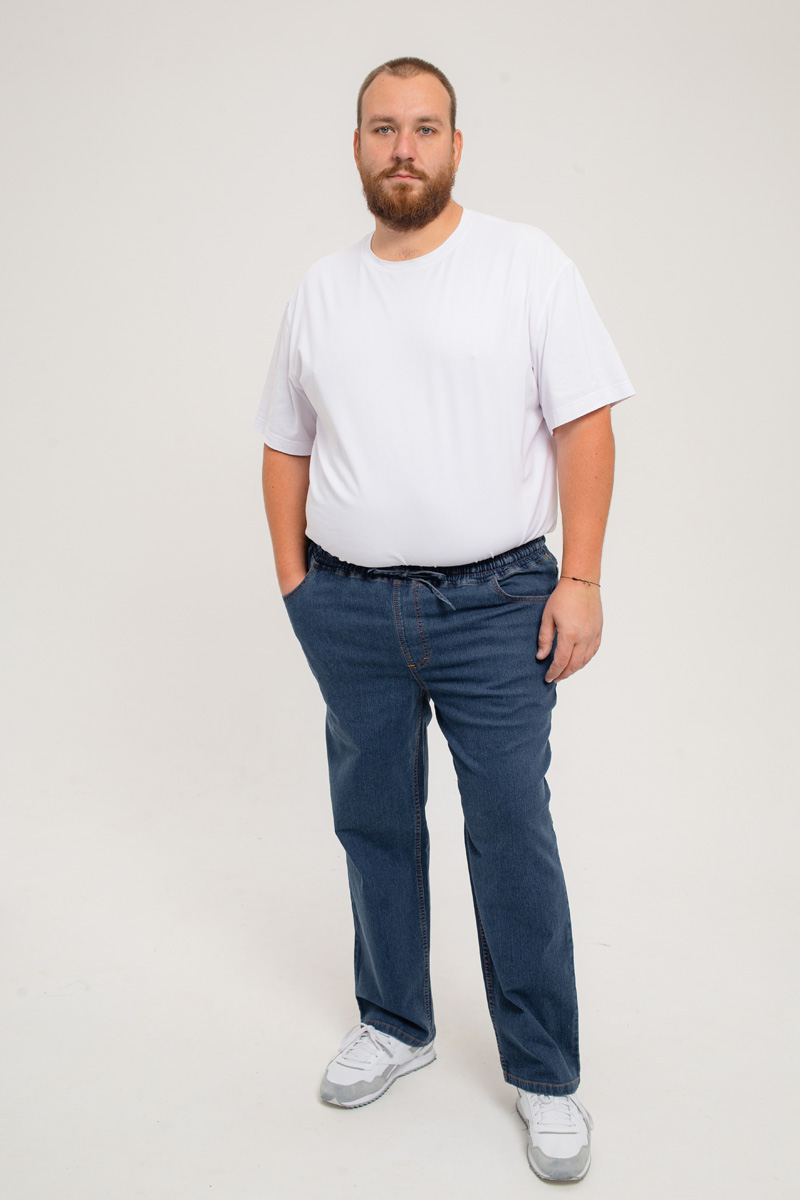 Мужские джинсы с круговой резинкой большого размера, арт 9146/1