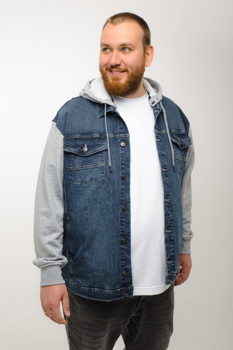 Мужская джинсовая куртка большого размера, арт 25290