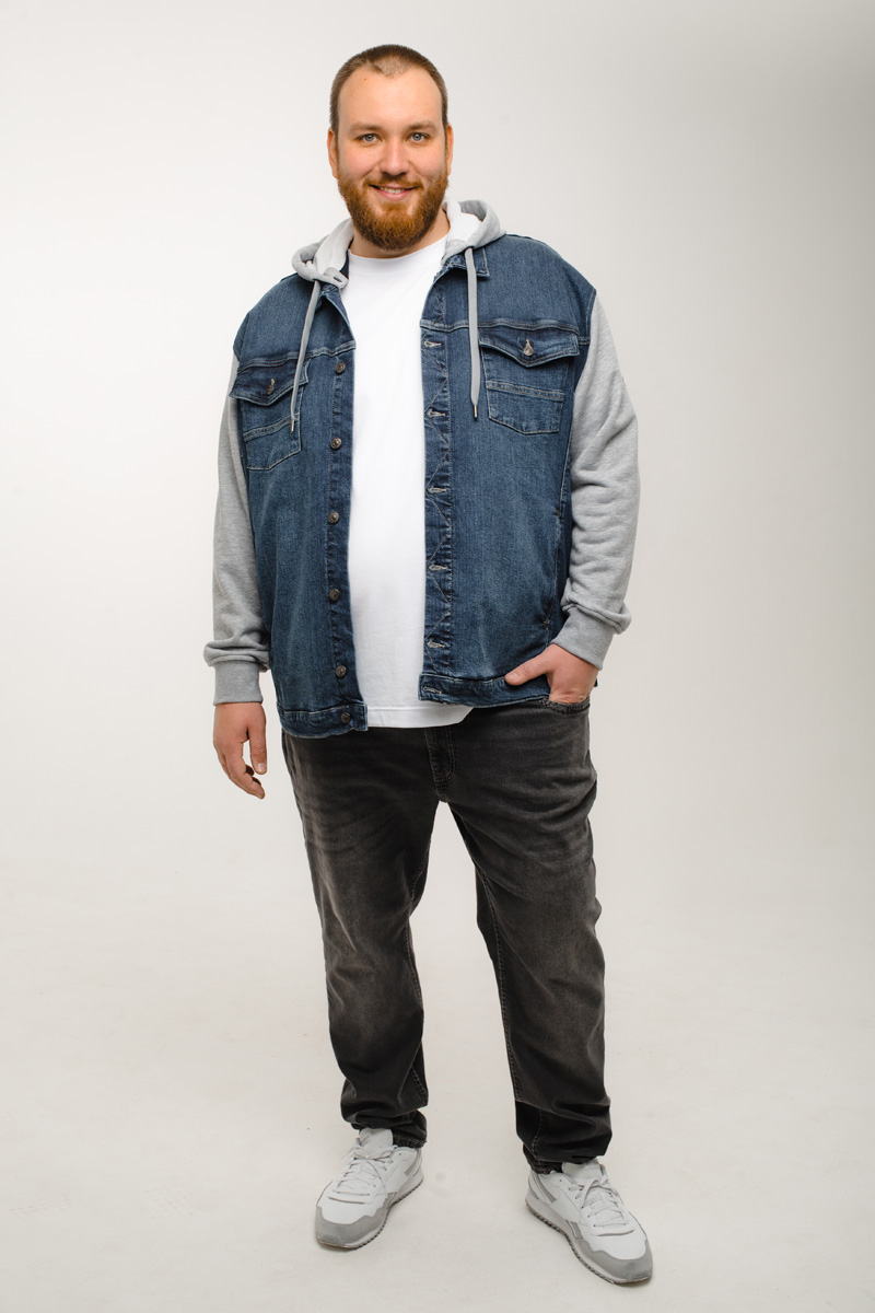 Мужская джинсовая куртка большого размера, арт 25290