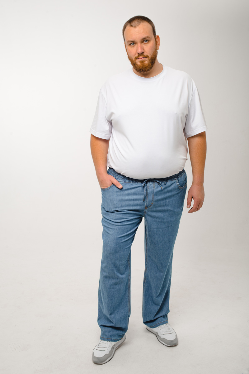 Мужские джинсы с круговой резинкой большого размера, арт 9150/4