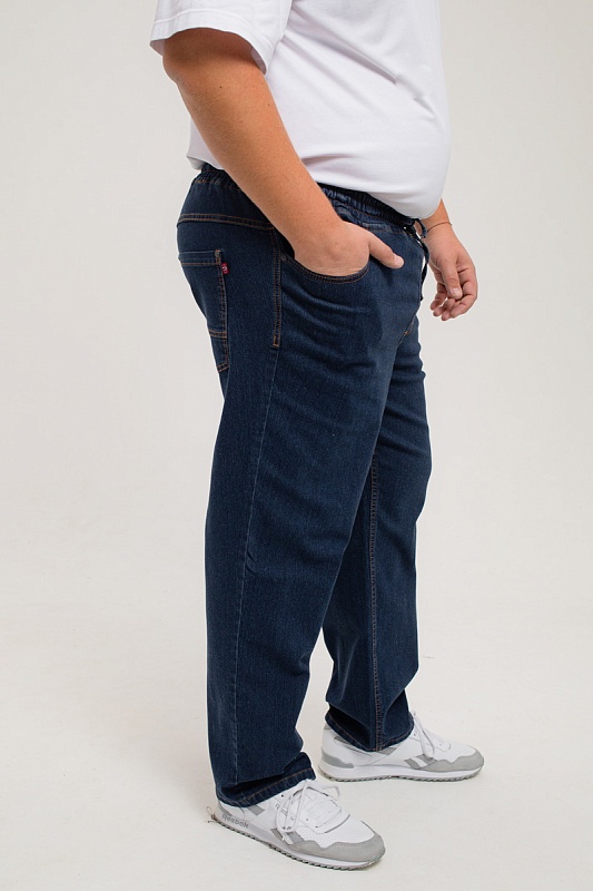 Мужские джинсы с круговой резинкой большого размера, арт 9146