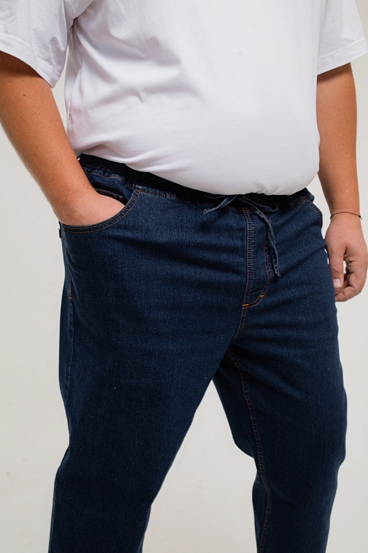 Мужские джинсы с круговой резинкой большого размера, арт 9146