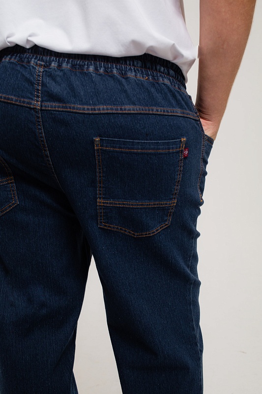 Мужские джинсы с круговой резинкой большого размера, арт 9146