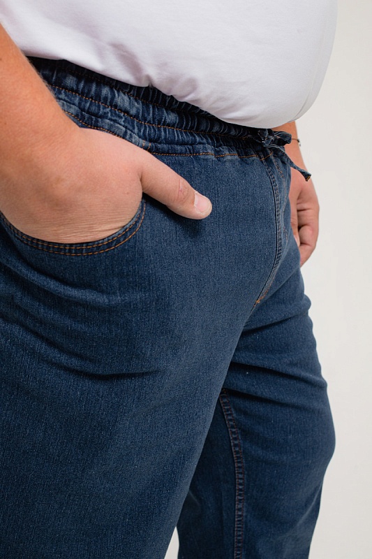 Мужские джинсы с круговой резинкой большого размера, арт 9146/1