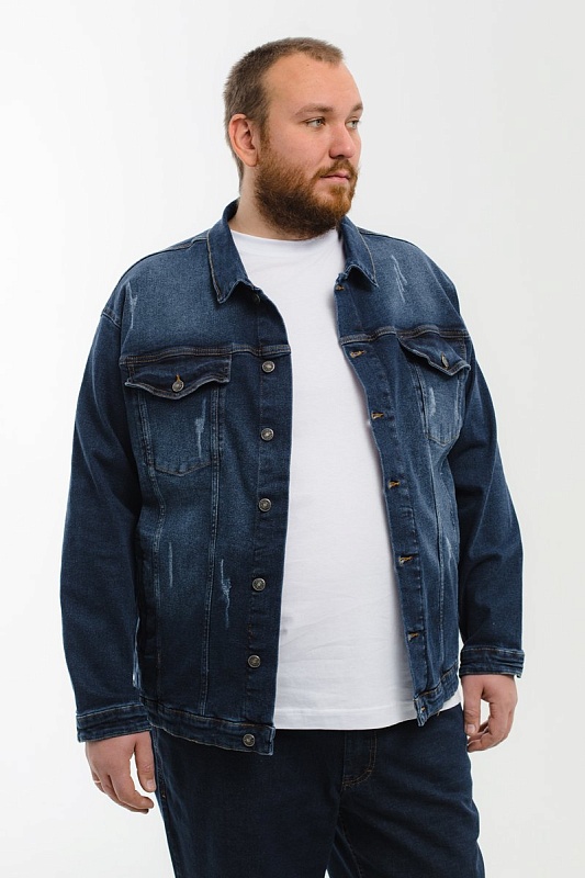 Мужская джинсовая куртка большого размера, арт 25405