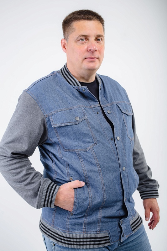 Мужская джинсовая куртка большого размера, арт 25360 